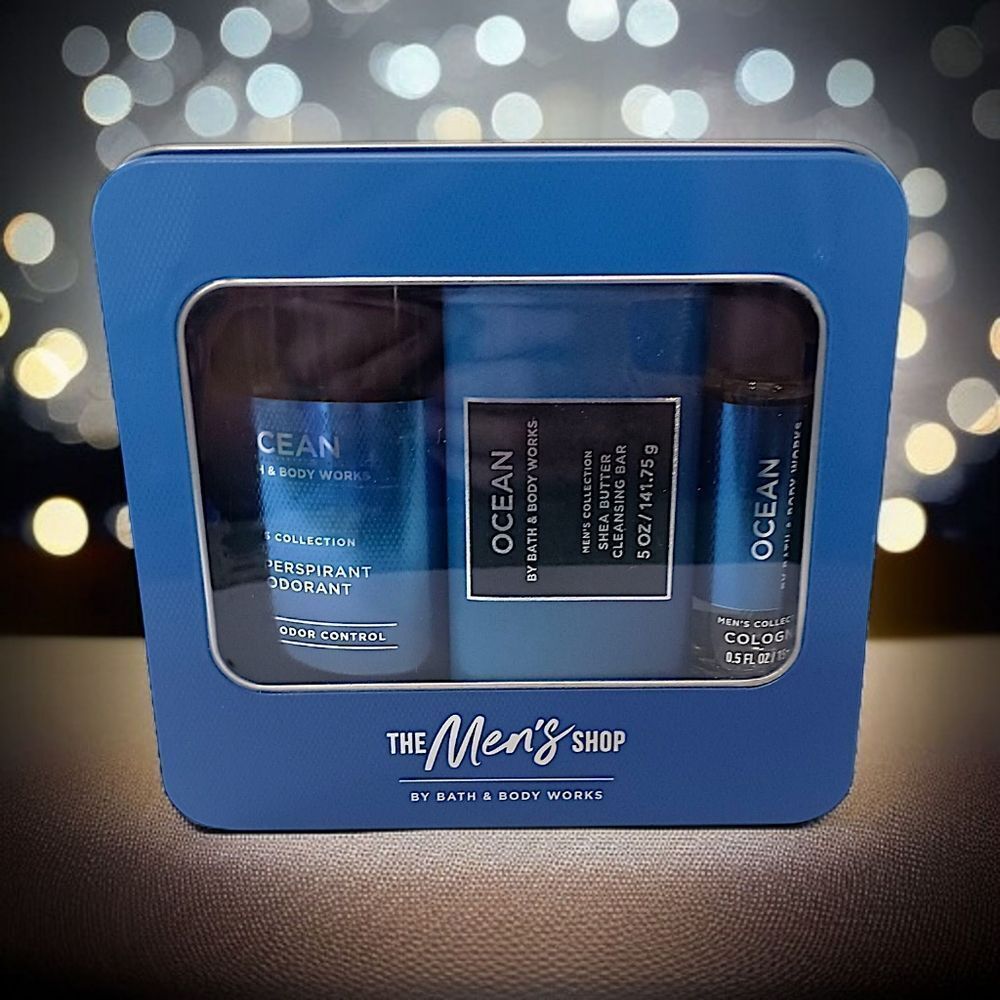 Bath And Body Works Ocean Gift Set Mens NEW Soap‎ Deodorant Cologne Shea Butter